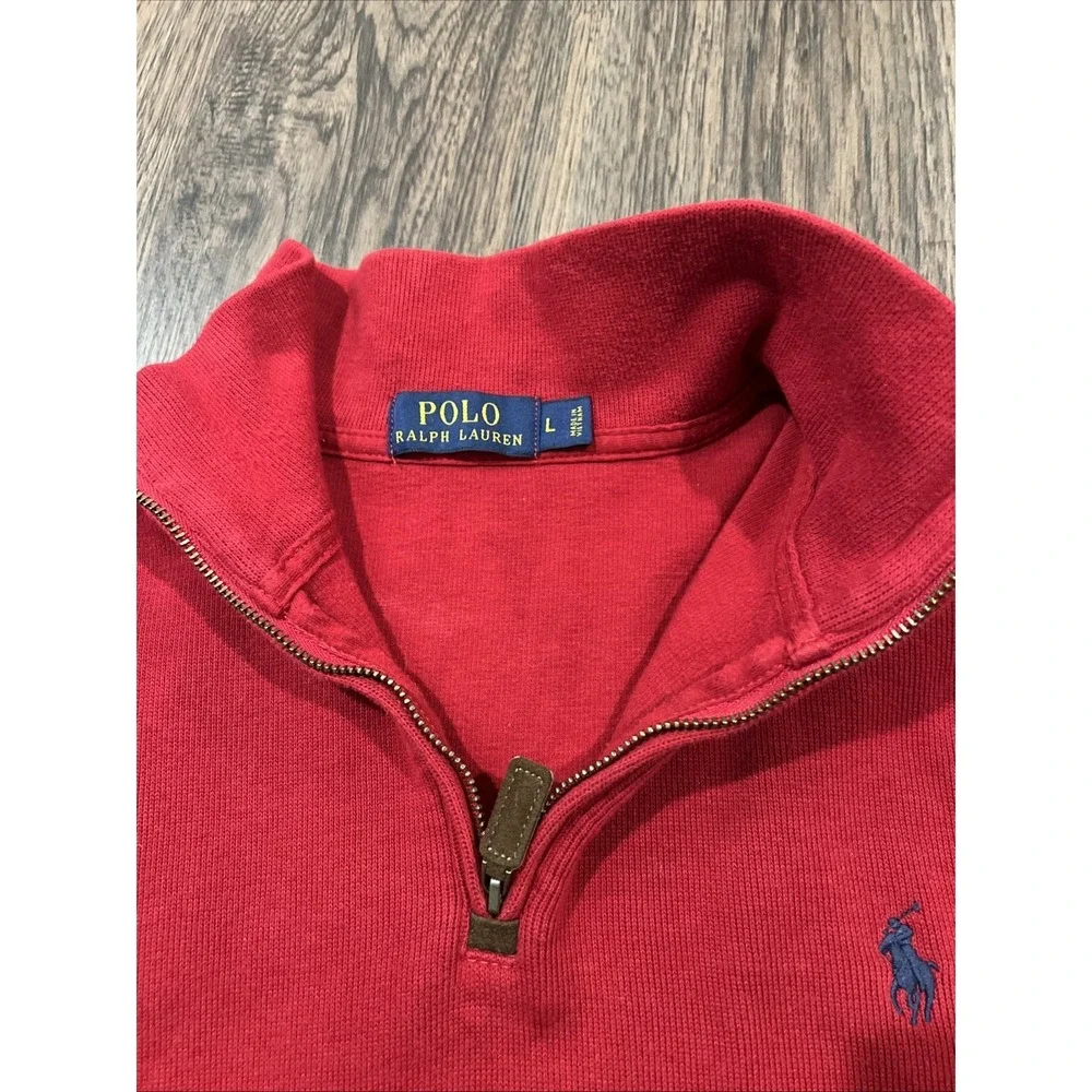 Polo Ralph Lauren Men's Red Quarter Zip Pullover Size Large 100% Cotton